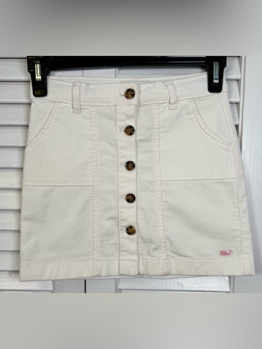 Vineyard Vines Cream Button-Front Mini Skirt
